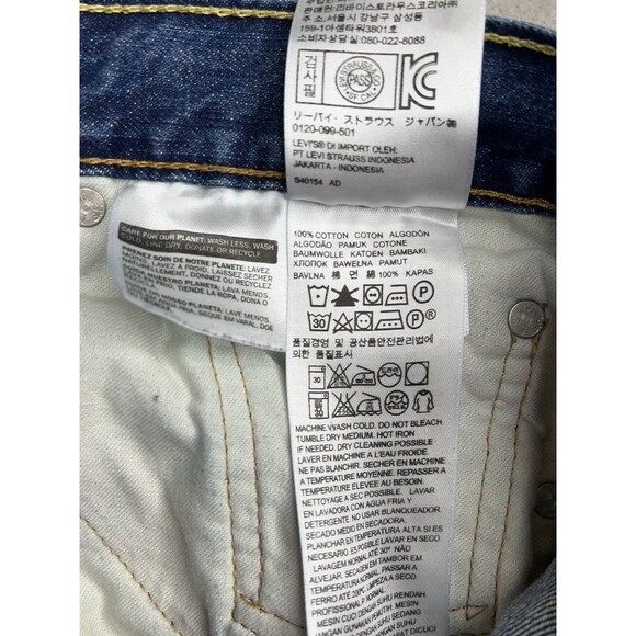 Levi’s 514 Jeans Men 32x34 (Actual 31x33) Blue Straight Distressed Whiskers - Picture 9 of 10